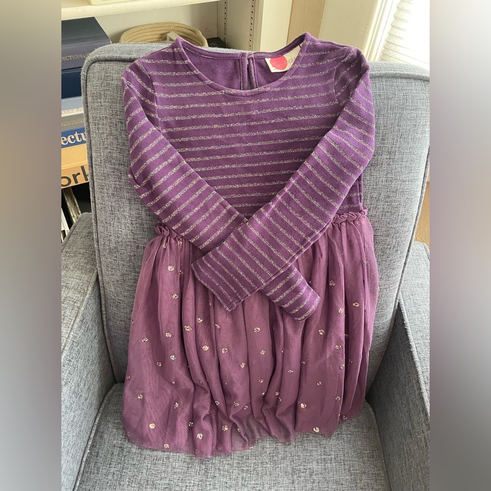 Mini Boden Purple Tulle Sparkle Dress, size 6-7 years
